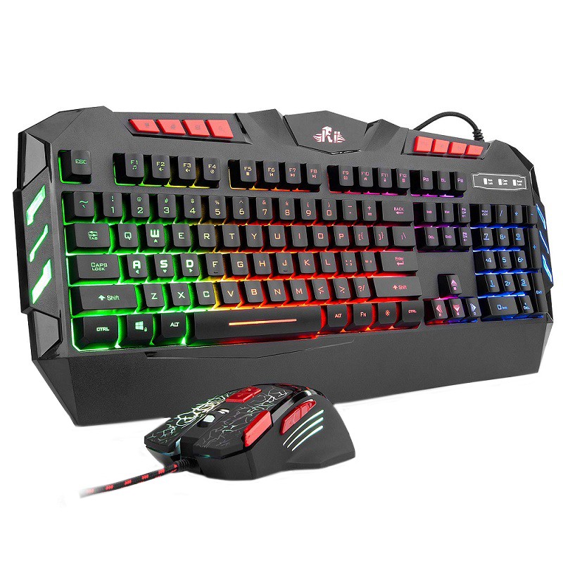 Kit tastatura si mouse gaming, iluminate LED, USB, taste multimedia, 2400 DPI - imagine 8